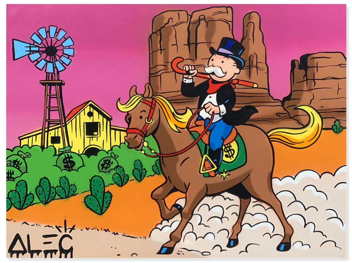 Monopoly Horseback Riding Through Desert Painting