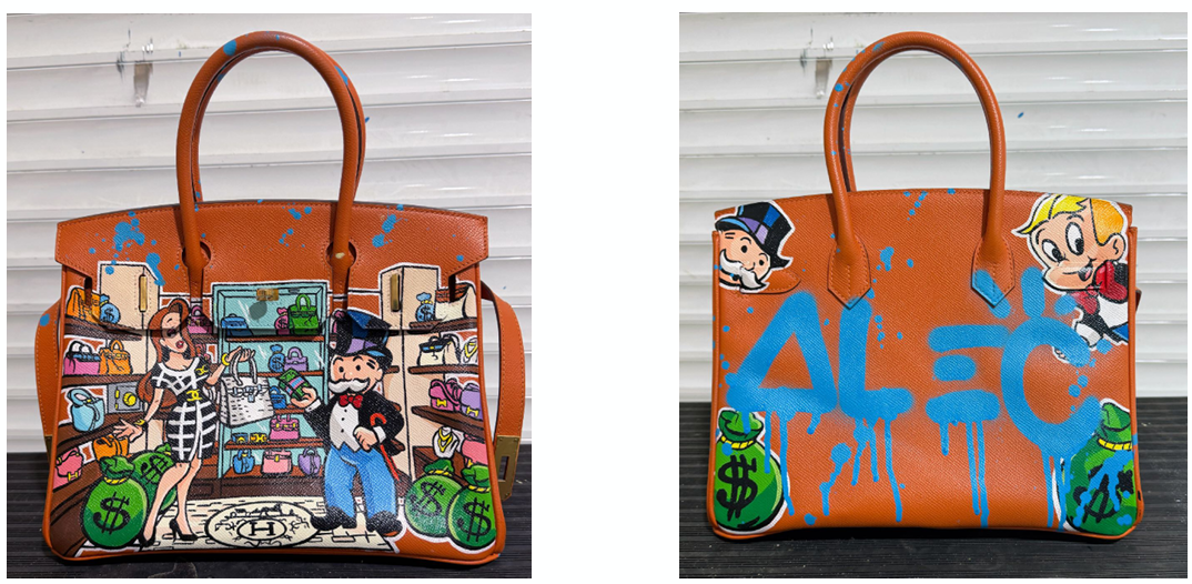 Orange handbag- Monop w woman store shopping double sided